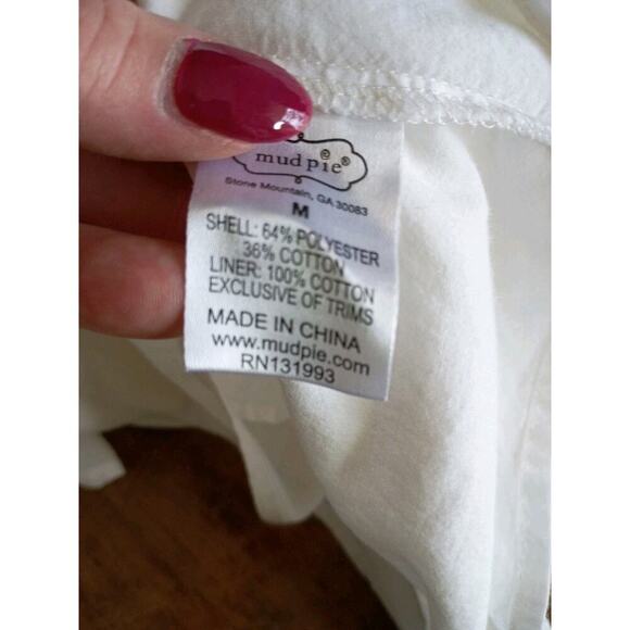 Mudpie Top Cotton White Sz M Ruffled Sleeve Boho Fairy Cottagecore - Picture 9 of 11